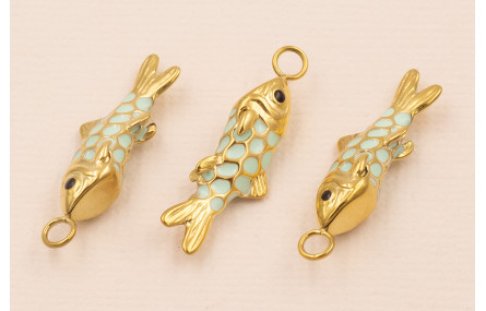 Colgante Pez Acero  Inox 316L 25*6*6mm Turquesa