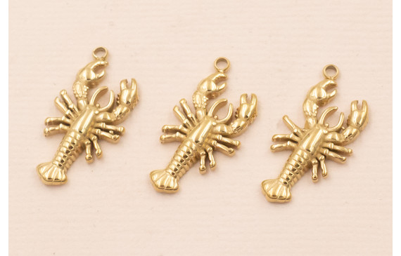 Colgante Langosta Acero inox. 316L 20*10*2mm Oro