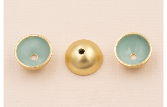 Semi Bola de 10mm con esmalte Turquesa Oro Mate