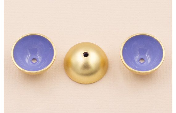 Semi Bola de 13mm con esmalte Azul y Oro Mate