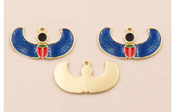 Efigie Egipcia Esmalte Azul, Negro y Rojo 32*18mm