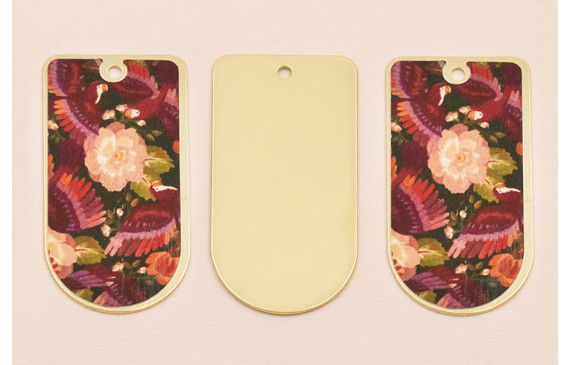 Pieza 50*25 Oro mate Flor Rosa y granate