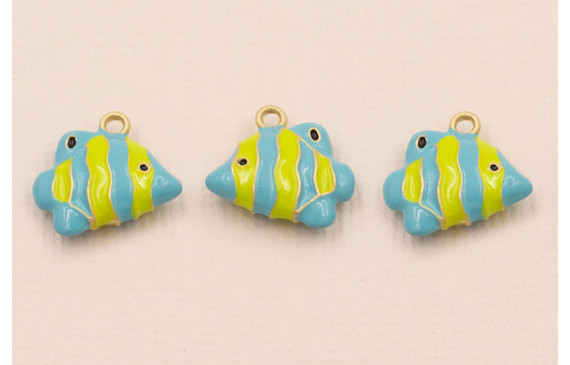 Colgante Pez Tropical 16*12mm Azul y Lima
