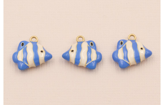 Colgante Pez Tropical 16*12mm Azul y Crema