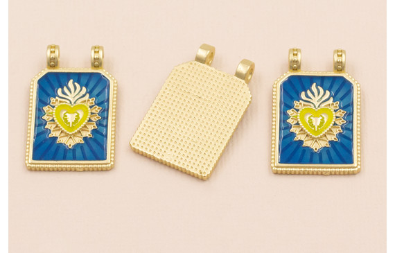 Medalla Sagrado Corazón 30*17 Azul y Lima