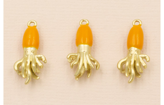 Pulpo Dorado Mate Cabeza Naranja 20*10mm