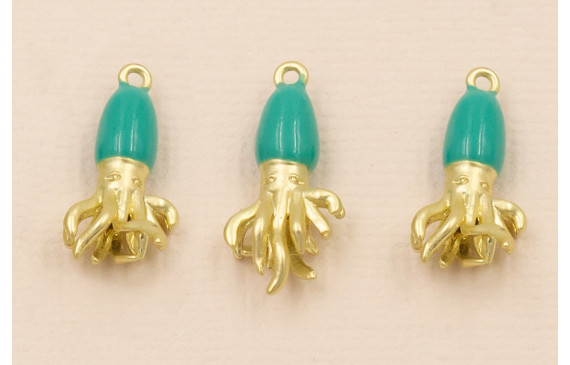 Pulpo Dorado Mate Cabeza Turquesa 20*10mm