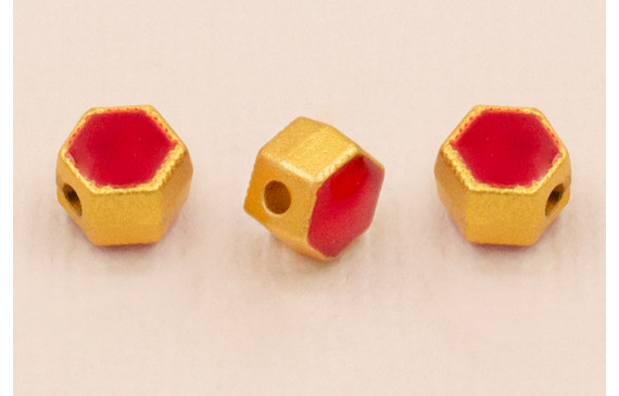 Entrepieza Hexagonal 5*5*4mm Oro Esmalte Granate