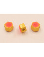 Entrepieza Hexagonal 5*5*4mm Oro Esmalte Fuxia