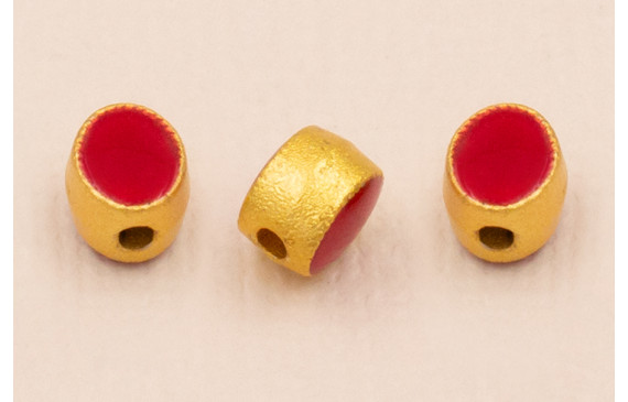 Entrepieza Ovalada 5*5*4mm Oro Esmalte Granate