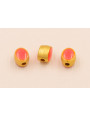 Entrepieza Ovalada 5*5*4mm Oro Esmalte Fuxia