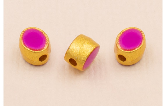 Entrepieza Ovalada 5*5*4mm Oro Esmalte Morado
