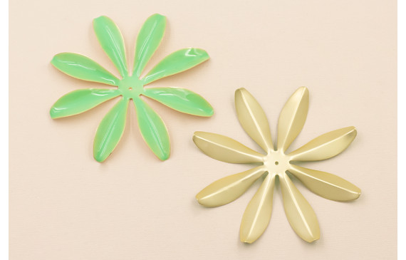 Flor grande 90mm Oro Mate y Esmalte Turquesa