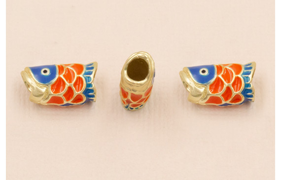 Entrepieza Pez 15*8 Azul y Naranja Agujero 4mm