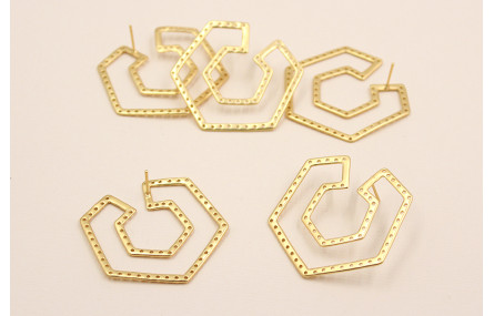 Pendiente Hexágonos 40*33mm Dorado Mate