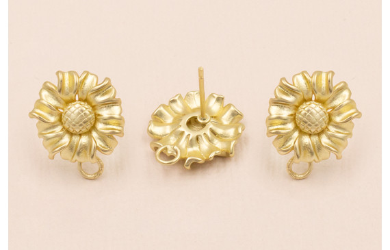 Pendiente Flor 15*15mm Dorado Mate