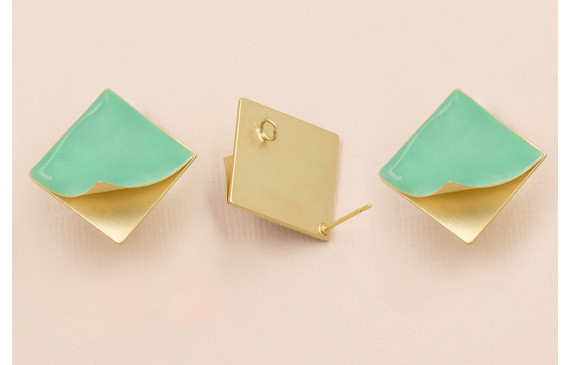 Pendiente Cuadrado Levantado 20-20 Turquesa