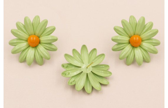 Pendiente Flor 40mm Turquesa y Naranja