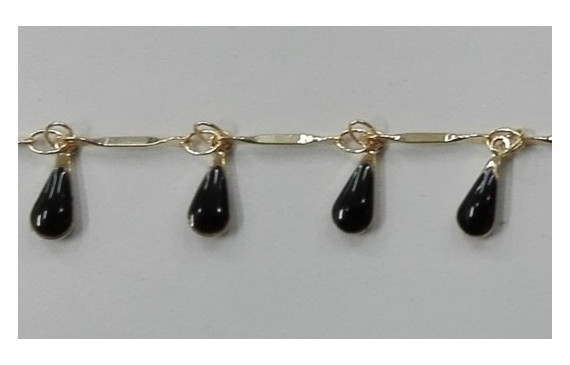 Cadena colgante gotas esmalte negro Mate