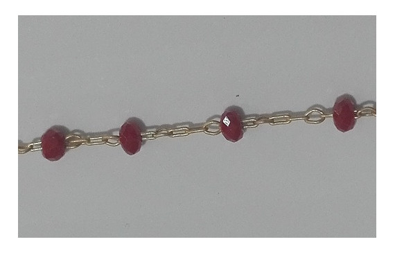 Cadena engarzada piedra 3*2 Roja