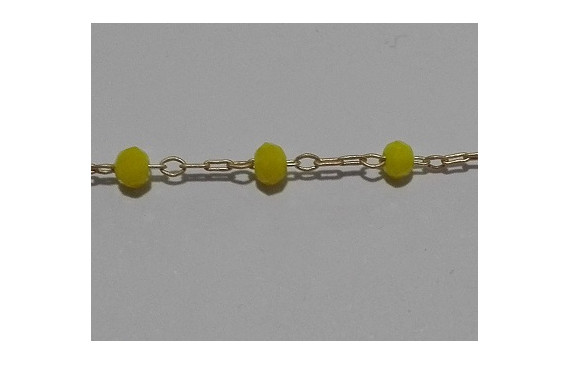 Cadena engarzada piedra 3*2 Amarilla