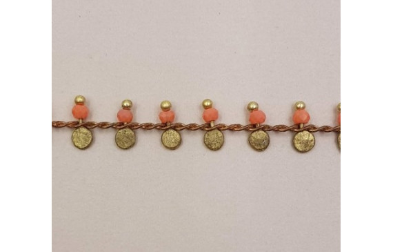 Cadena chapita latón 3mm con cristal Rosa