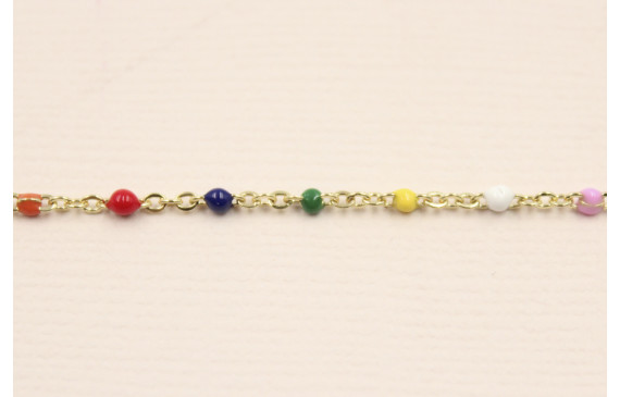 cadena Ac. Inoxidable 1mm Oro esmaltes multicolor
