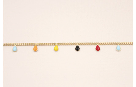 Cadena O.Mate 1mm con colgante esmalte colores 5mm