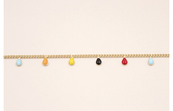 Cadena O.Mate 1mm con colgante esmalte colores 5mm