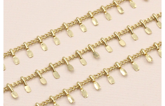 Stainless Steel: Cadena Acero 1mm chapitas Oro 5mm