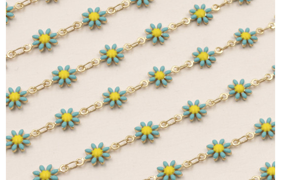 Cadena Marganitas 6mm diametro Turquesa + Amarillo