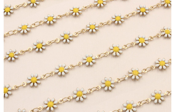 Cadena Marganitas 6mm diametro Blanco + Amarillo