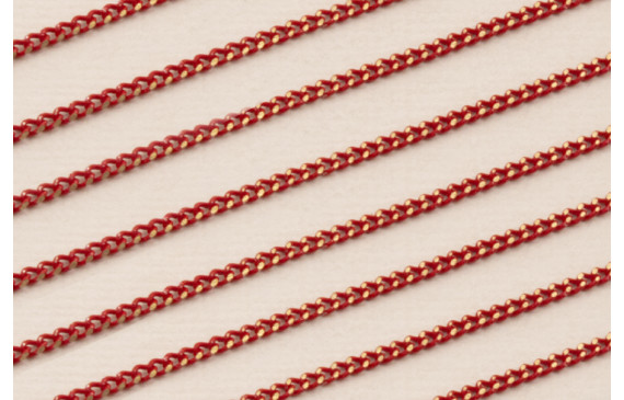 Cadena Eslabones 1*2mm Dorado y Rojo