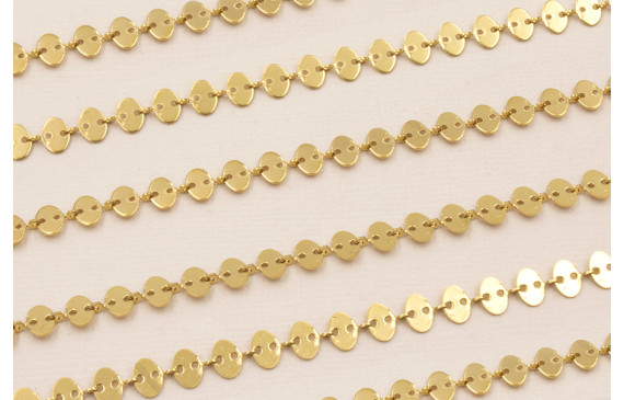 Cadena Acero chapitas 7*5mm Baño Oro