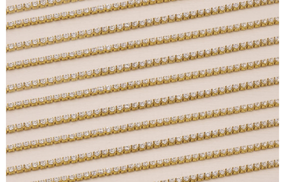 Cadena Laton con strass de 1,5mm Cristal