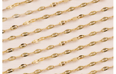 Cadena Acero eslabón ovalado 2mm baño Oro