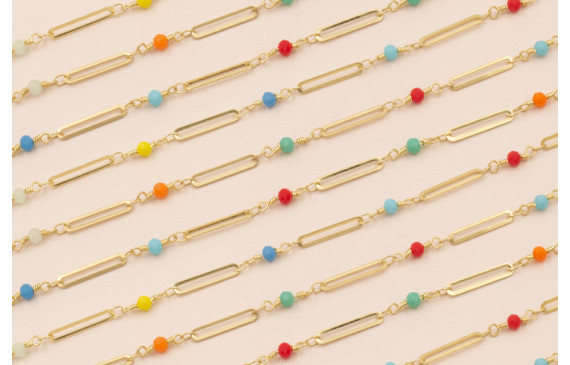 Cadena Eslabón de 15mm con facetada 3*4mm Oro Mate