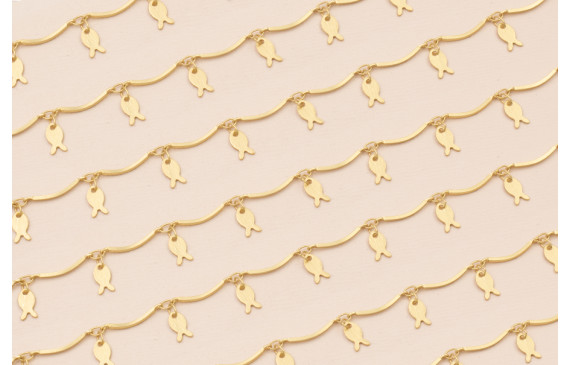 Cadena listón arqueado con Pez de 7*4mm Oro Mate