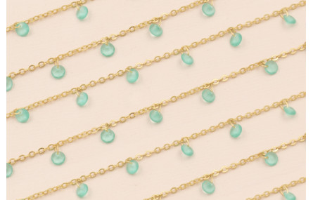 Cadena discos de Cristal de 4*2mm verde Oro Mate