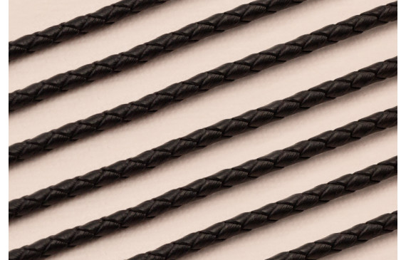 Cuero trenzado de 3mm Negro