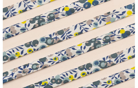 Lazo estampado bies 10mm Liberty Flores Azules