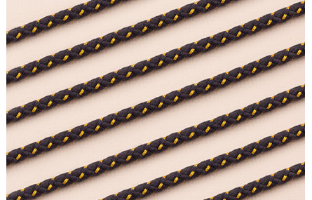 Cordón de 3mm Azul petróleo con hilo dorado