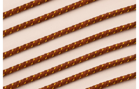Cordón de 3mm Marrón con hilo dorado