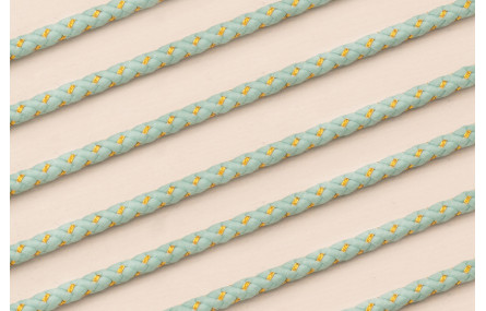 Cordón de 3mm con Hilo Dorado Color Turquesa