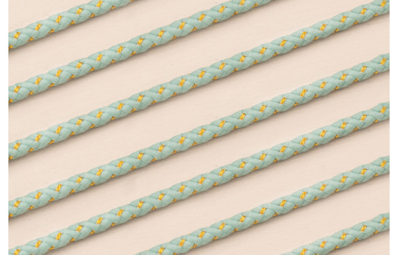 Cordón de 3mm con Hilo Dorado Color Turquesa