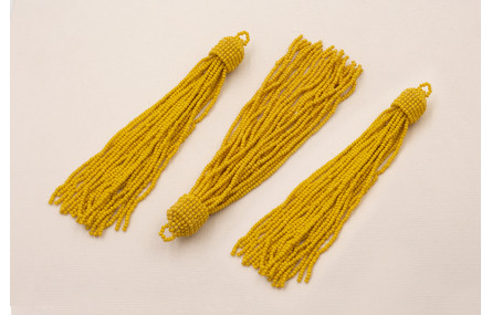 Fleco de Abalorio de 120mm Amarillo Mostaza