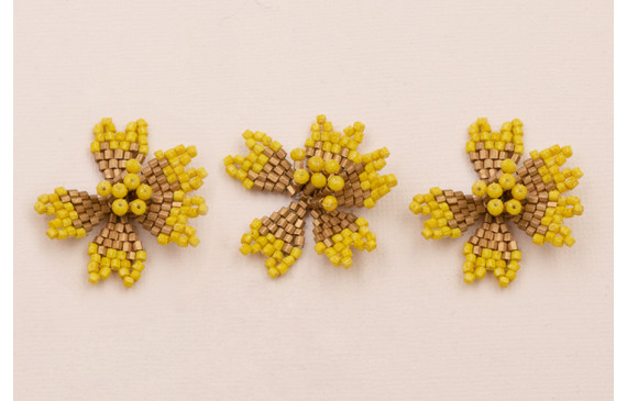 Flor Abalorio de 30mm diametro Pistacho y Cobre