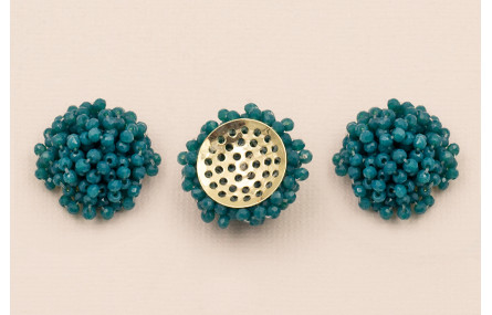 Disco de 23mm facetadas engarzadas Azul petróleo