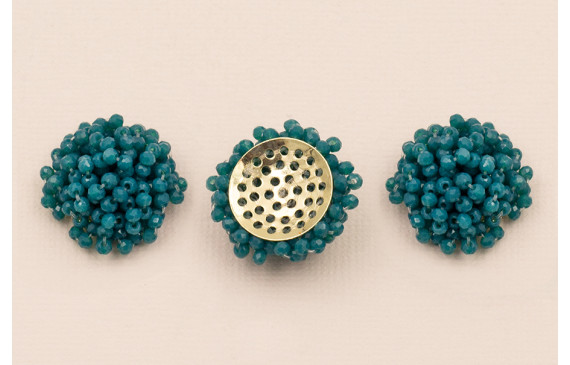 Disco de 23mm facetadas engarzadas Azul petróleo