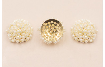 Disco de 20mm abalorio engarzado Perla